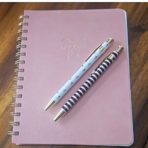 Saks Fifth Avenue Pink Journal and 2 Pens with Love You Gift Bag.  4 Piece Set.